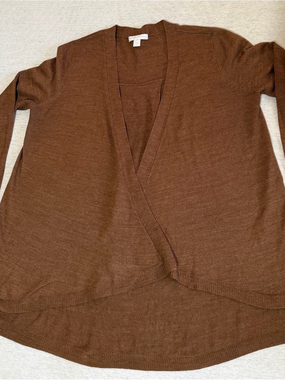 New York & Company Brown Wrap-Front V-Neck Top